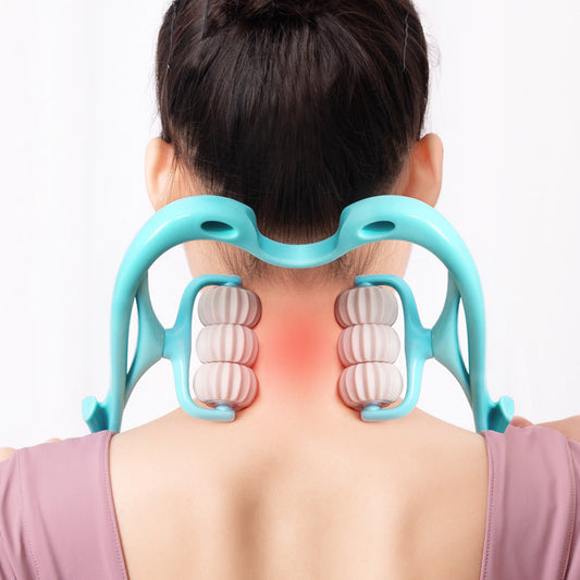 6-Roller Cervical Neck Massager with Jade Scraping Board